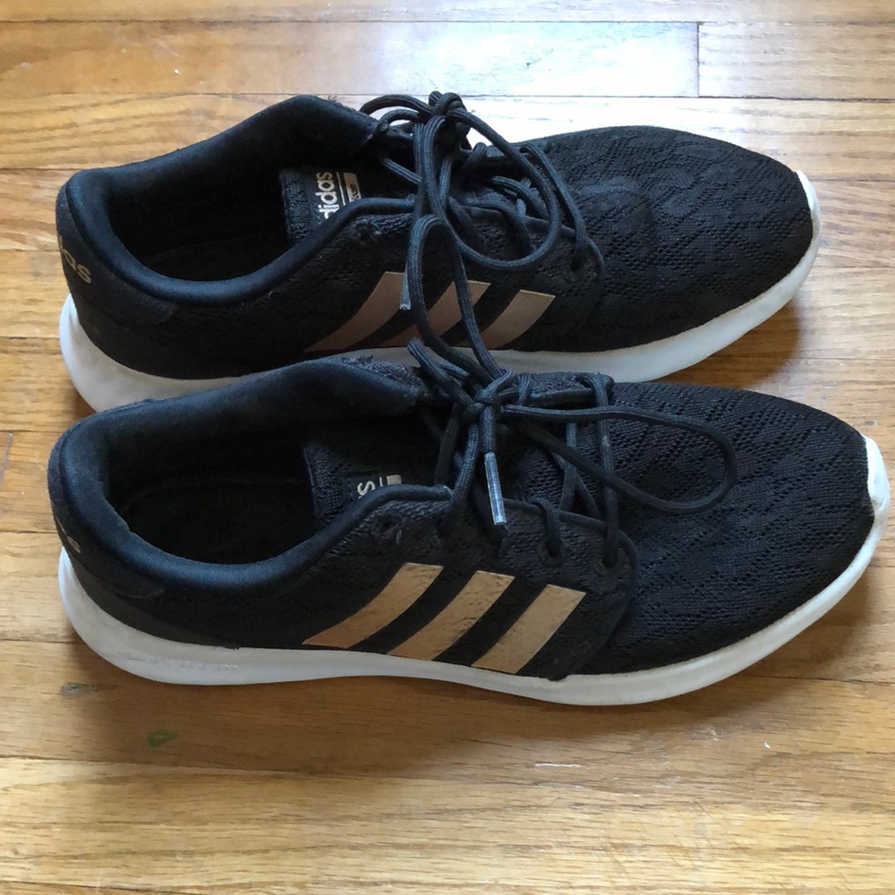 Black and Gold Lace Adidas Cloudfoam Sneakers